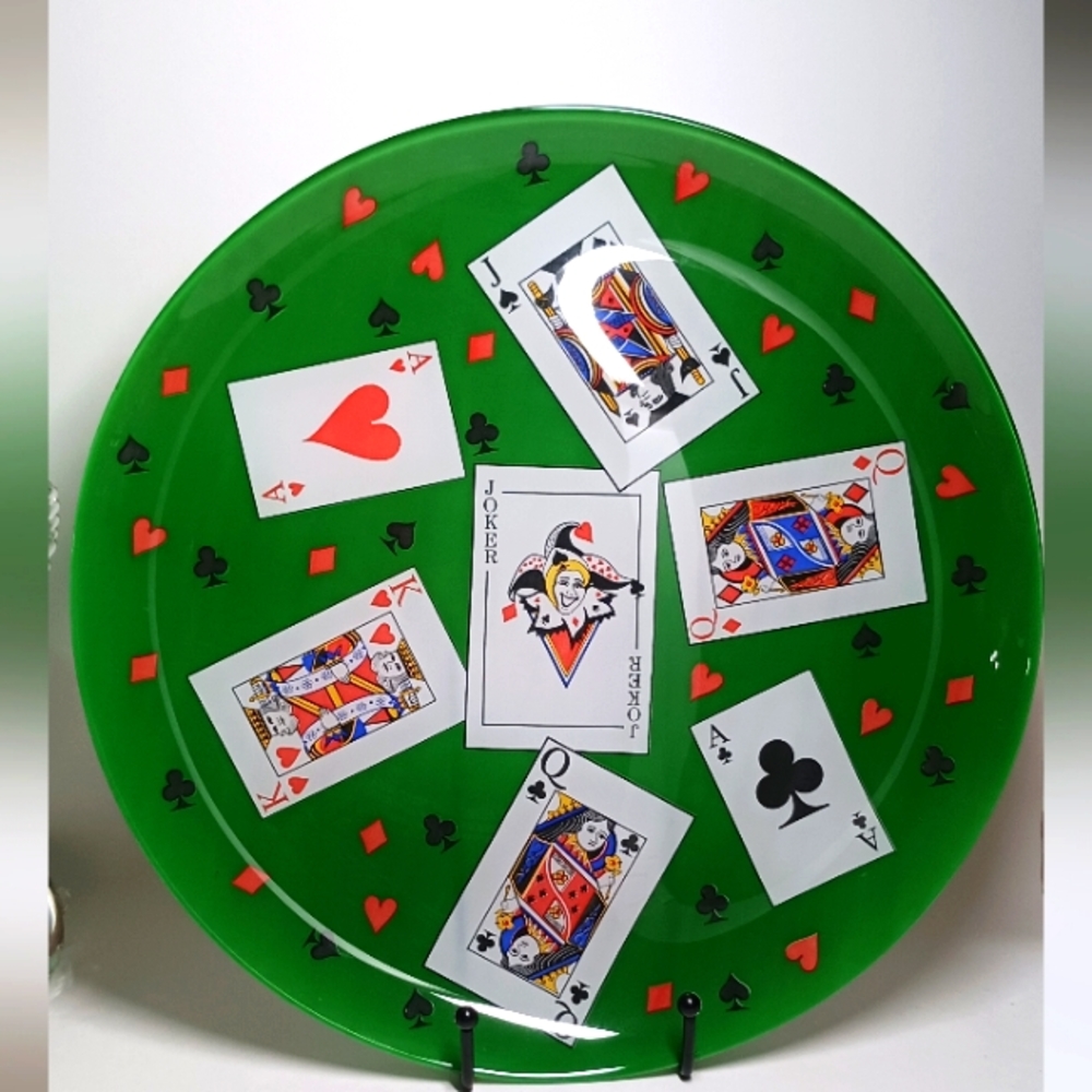 Playing Cards Glass Serving Tray